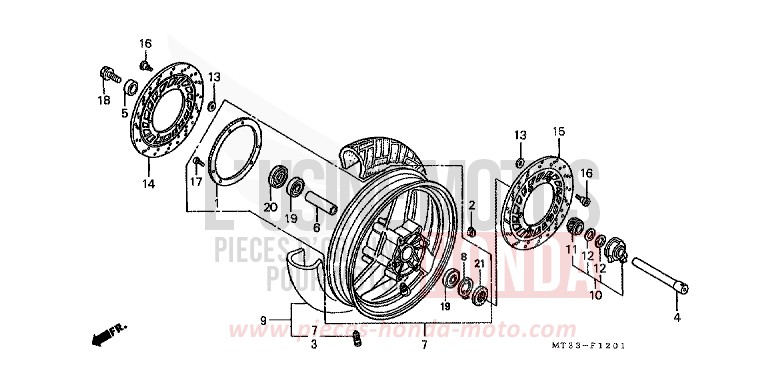FRONT WHEEL (ST1100AN/AP/AR) for Pan-European ABS GRAND GREEN METALLIC (G137D) from 1993